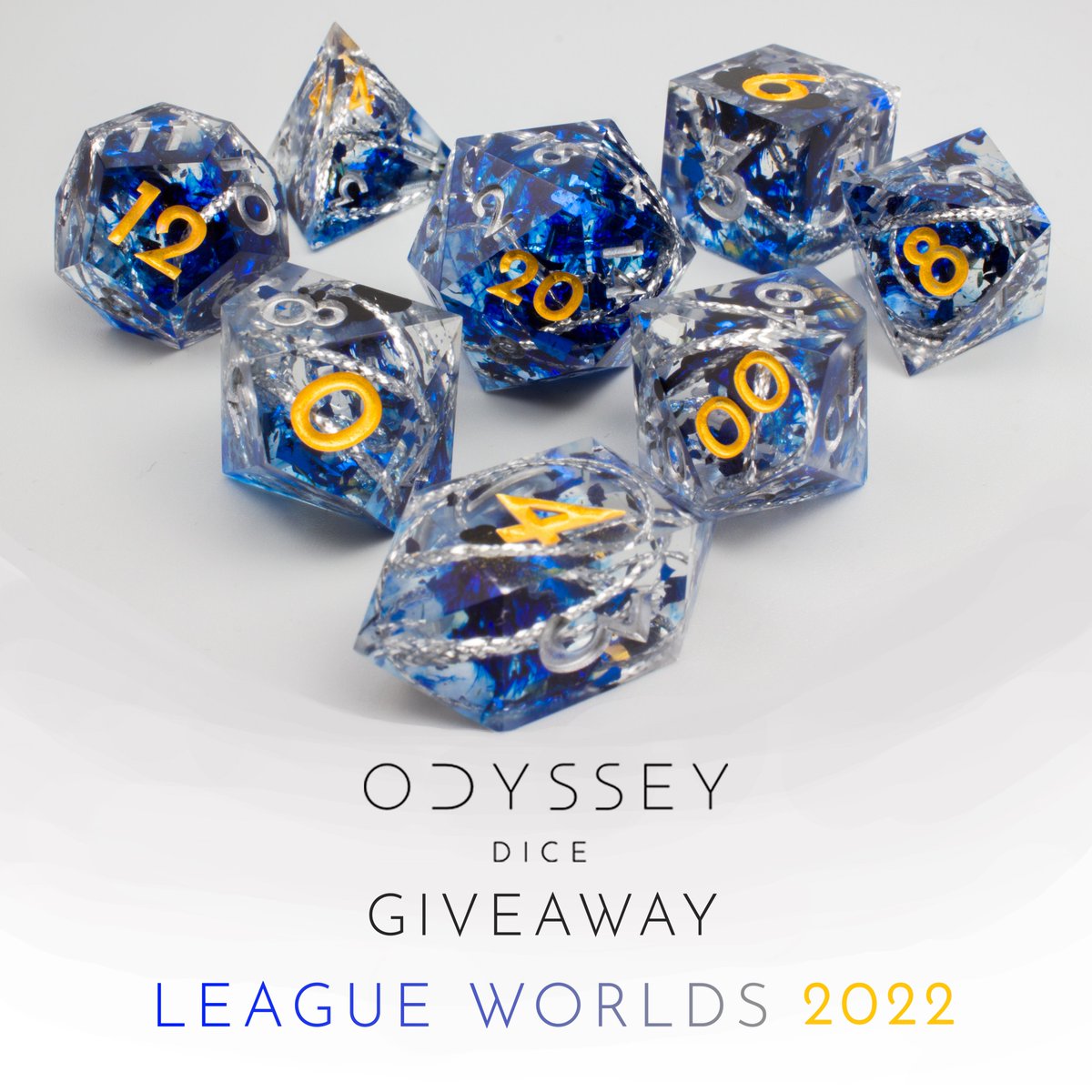 OdysseyDice's tweet photo. Time for a giveaway! 

We hope you are enjoying the series as much as we are!  We're hoping for Faker to reclaim his crown for a 4th time! 

To sign up
1. Follow this account
2. Like+RT this tweet! 

The giveaway ends November 23rd at 12PM EST
#WorldSeries #LeagueOfLegends #dice https://t.co/s0wu4RW4Y0