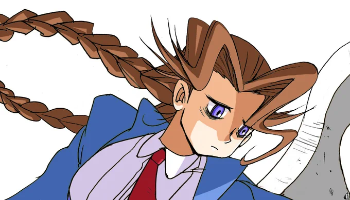 アニタ途中。何気なく描いた前髪が遊戯王みたいだったので、手直し。デジタルならでこそ。昔の紙だったらどうしただろう。自分だったら重ね塗りしないで切り貼りしてたかもね。 