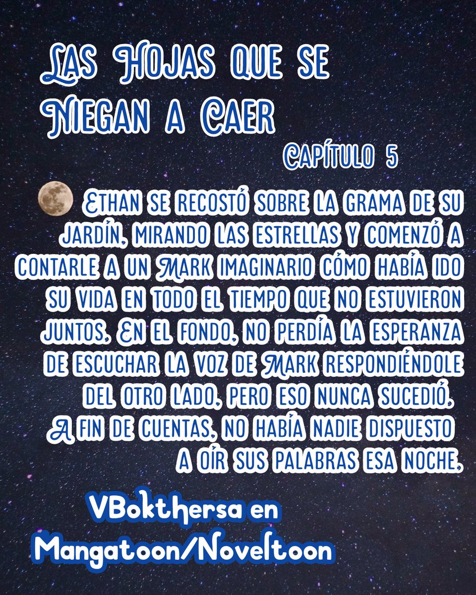 VBokthersa's tweet photo. ¡El capítulo 5 está arriba desde ayer! ¿Por qué aún no lo has leído?

SOLO en @MangatoonES /Noveltoon: https://t.co/Zk5EmjuwuS

#LasHojasQueSeNieganACaer #LHQSNAC #Omegaverse #VBokthersa #Noveltoon #Mangatoon #Novela #ABO  #NoveltoonEspañol #MangatoonEspañol https://t.co/JKxN8vu0Xt