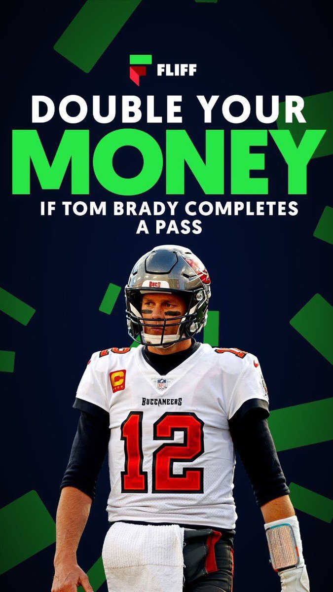 NFL WEEK 9 SPECIAL, 
<a href="/Fliff/">Fliff</a>, DOUBLE YOUR MONEY! 🏈  
 
Fliff Social Sportsbook is DOUBLING YOUR MONEY if Tom Brady completes ONE PASSl! 🏆  Sign up here using PROMO CODE “NFL25” fliff.app.link/cWqOLPyxYsb 📈  
 
PROMO ENDS SOON!