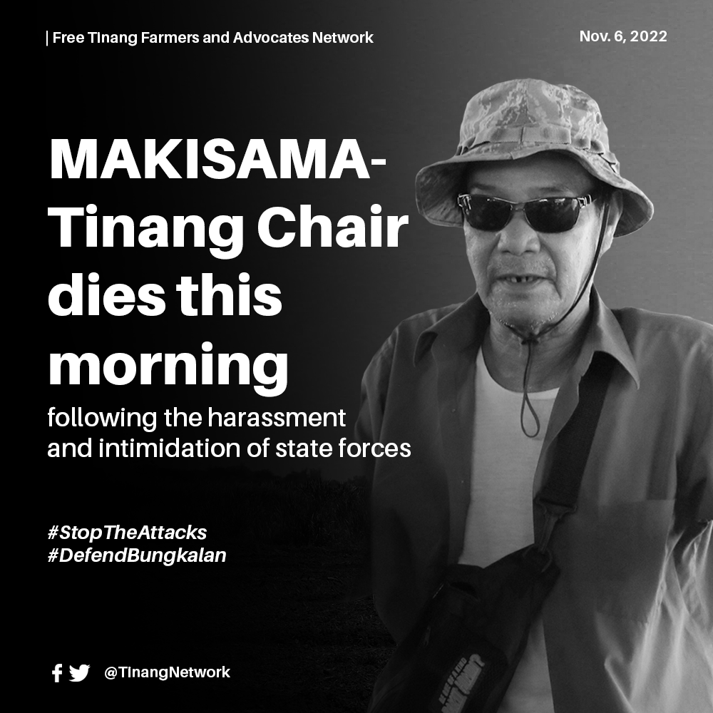 TinangNetwork's tweet photo. BREAKING NEWS | Following the intimidation and harassment of state forces in his home, MAKISAMA-Tinang Chairperson Felino “Apong Junior” Cunanan Jr. dies in a heart attack while having his duty at the farmers’ organizational hut. https://t.co/MrUf8JiNYT