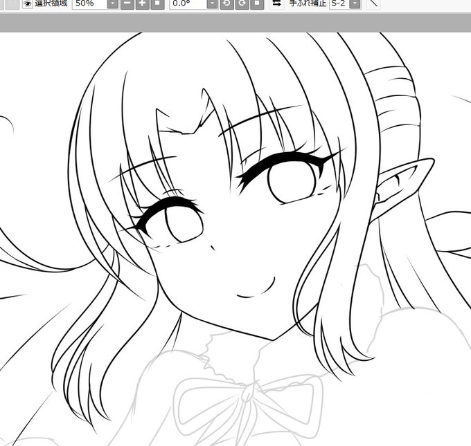 ラフ線整えつつ線画に近づけるの、ぱっと見いつもと大差ない割りに消費ENが低い 