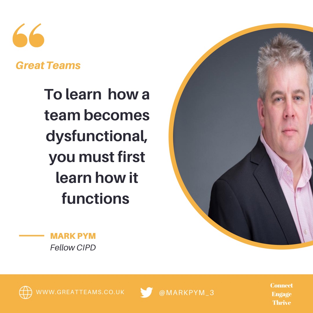 mark_pym's tweet image. Dysfunctional teams miss targets and regularly underperform. To learn how to improve a team’s performance, you must first learn how it functions. #greatteams