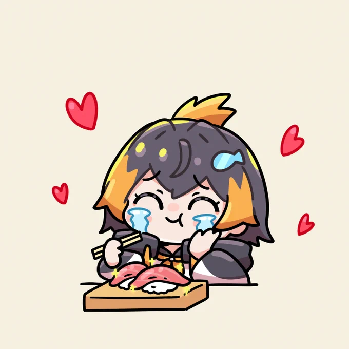 大トロを食べて泣くペトラ#PetraArt 