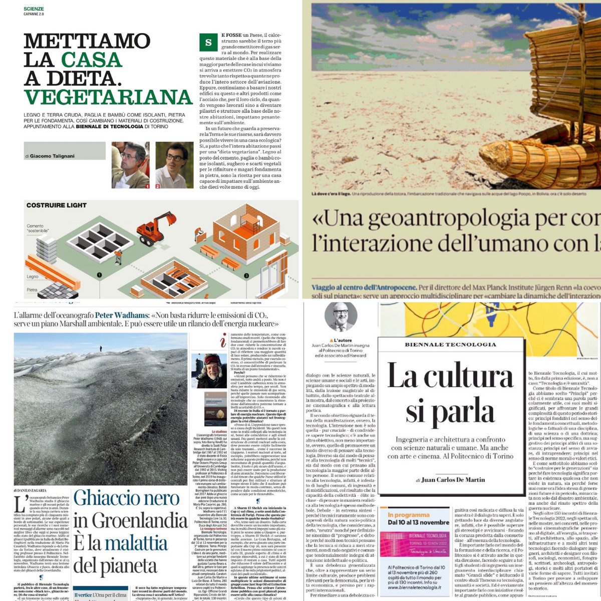 La III edizione di <a href="/BiennaleTech/">Biennale Tecnologia</a> si avvicina. Un assaggio di cosa ci sarà è già sui giornali di questo weekend: case vegetali su <a href="/ilvenerdi/">Il Venerdì di Repubblica</a>, geoantropologia su <a href="/Nova24Tec/">Nova24</a>, ghiacci e fuoco su <a href="/La_Lettura/">la_lettura</a> e un racconto del Festival del co-curatore <a href="/demartin/">JuanCarlos De Martin</a> su <a href="/Robinson_Rep/">Robinson di Repubblica</a> 🔭