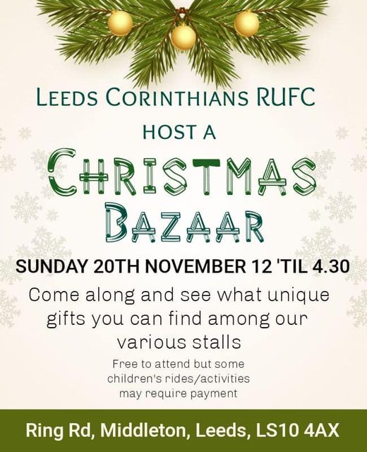 Christmas Bazaar update! Get you Christmas shopping done and have a great day out too! Kids rides, face painting, hot food, loads of stalls, and beer and wine on sale to relax while you shop. Can't wait! 💛🖤