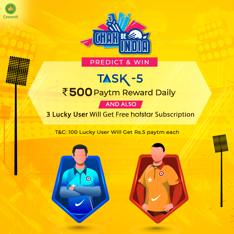 Who do you think would win today's match? 
Share your prediction with us by participating in the #ChakDeIndia contest &amp; stand a chance to win a Hotstar subscription &amp; other exciting rewards!
Hurry up! Tap on the link to participate- bit.ly/3DF4QLZ
#T20WorldCup #WorldCup