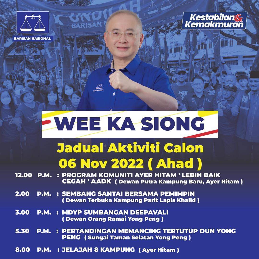 LingTianSoon1's tweet photo. Jadual Calon P148 @weekasiongmp (No 1).
Yang berkelapangan Yok turun.
#hebatayerhitam
#teamayerhitam
#weetogether
#P148
#KestabilanDanKemakmuran https://t.co/YwbaGIZkvn