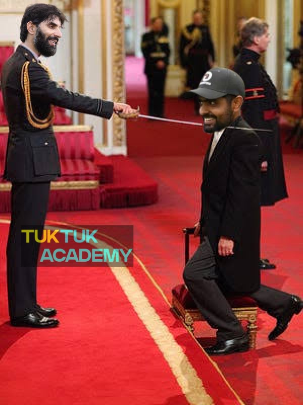 TukTuk_Academy's tweet photo. Professor Bobby Badshah promoted to 𝗟𝗢𝗥𝗗 𝗕𝗔𝗕𝗔𝗥 𝗔𝗭𝗔𝗠 after his one man show Inning of 25 runs off 33 balls that too in an important match 🔥🔥 #PAKvBAN https://t.co/ncerdujVpZ