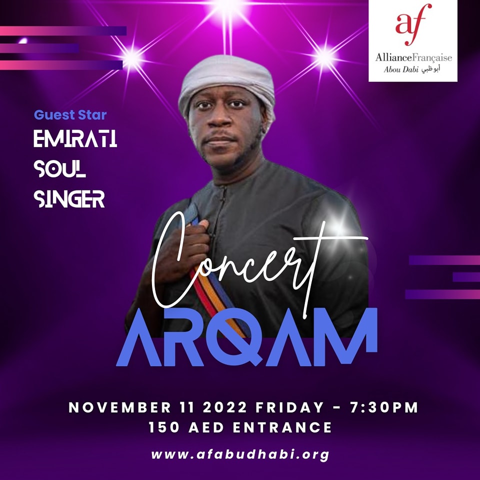 Join us and sing along with Mr. Arqam Al Abri this November 11 2022 Friday at 7:30 PM. 🎤🎶

Reserve your tickets now:
👇👇👇👇👇
afabudhabi.org/events/#/

CONTACT US:
💬 wa.me/971556668901
🌐 afabudhabi.org
📞+971 2 886 5054