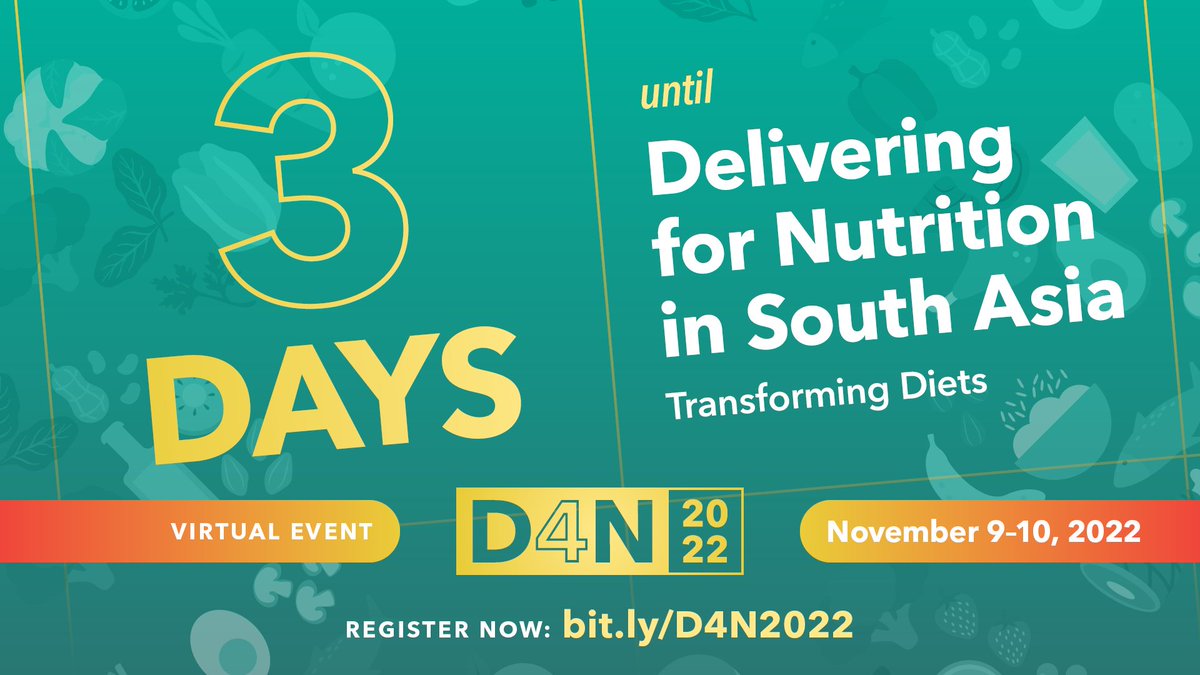 SAVE THE DATE: On Nov 9,  Delivering for Nutrition #D4N2022 Conference’s  plenary has a hand-picked lineup of the best minds on #foodsystems & #nutrition, ft. @SBarquera @StuartGillesp16 @DrNazmaShaheen1, Dr  Laxmaiah from @ICMRNIN, & @TyRBeal.  Details: bit.ly/D4N2022