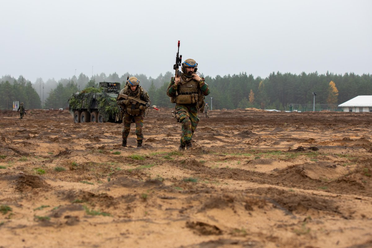 USArmyEURAF's tweet photo. These @USArmy #Soldiers assigned to the @FightingFirst recently #trained with Belgian Forces during exercise Iron Wolf 22 at the Pabradė Training Area, Lithuania.

#StrongerTogether #WeAreNATO https://t.co/OEHTH3170U