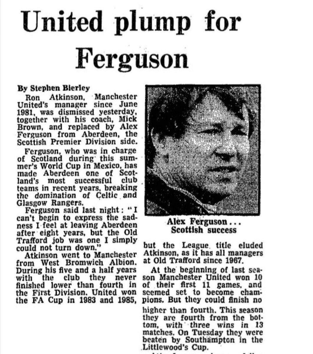 Nov 6th 1986
A date and decision that changed Manchester United Football Club.

Thank you Sir Alex, The greatest manager these shores have ever seen.
