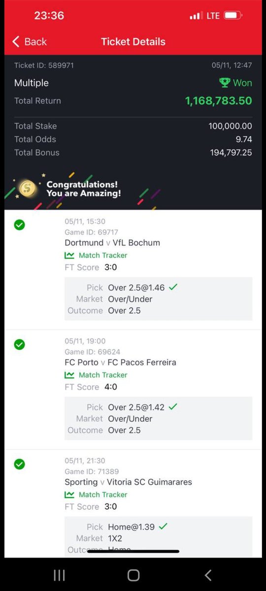 KgsbCommunity's tweet photo. GAME ON SPORTYBET ❤ 

10 WON SUCCESSFULLY 🏆 ❤✅💪
1.1Million Naira in big 🎒 
Congrats if you got 🤝

Just drop Game here👉https://t.co/jIdEkO7IRh

RT GUYS🤲🙏 https://t.co/rZuI6JmdyM