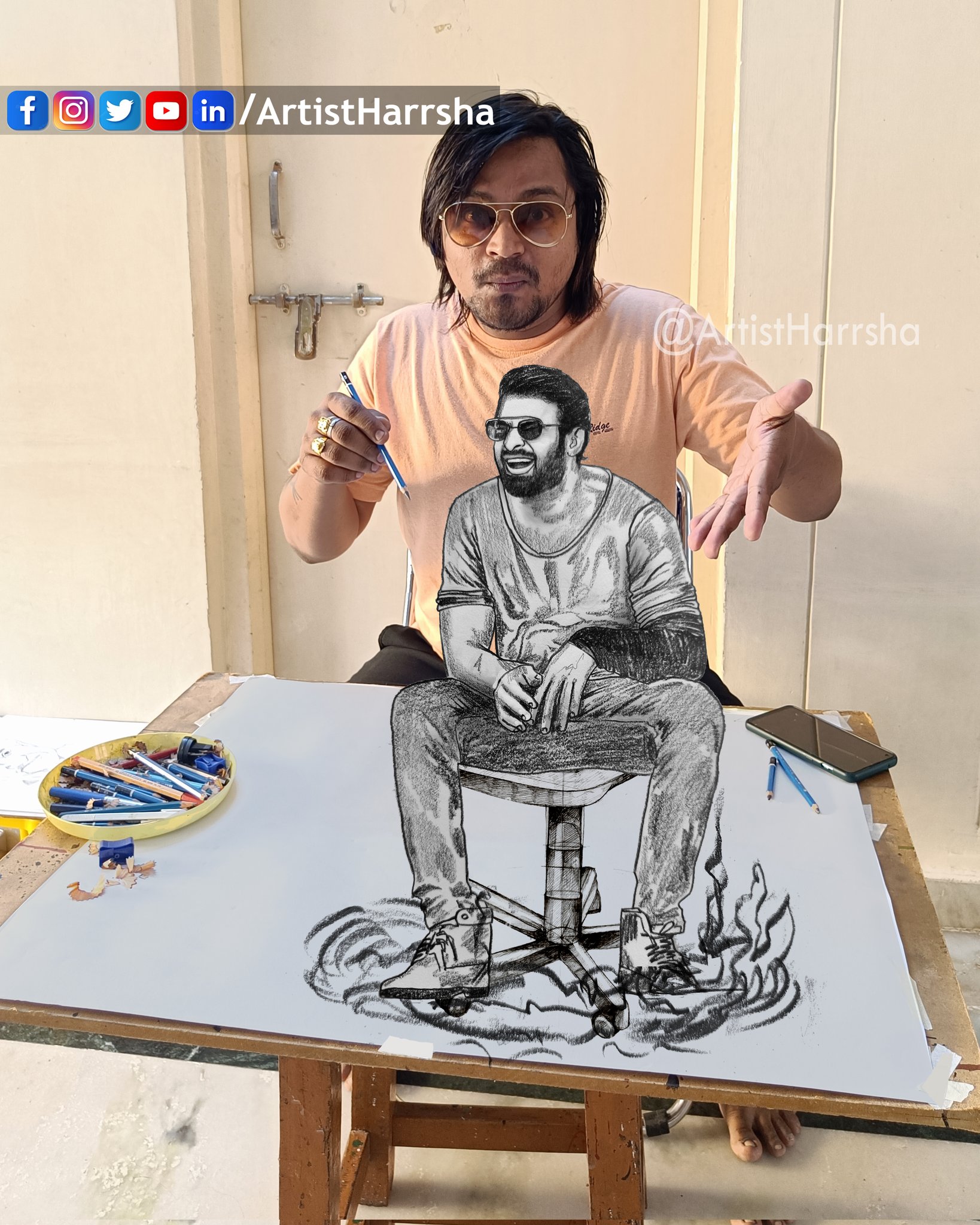 Prabhas drawing | Saaho prabhas drawing | prabhas sketch step by step -  YouTube