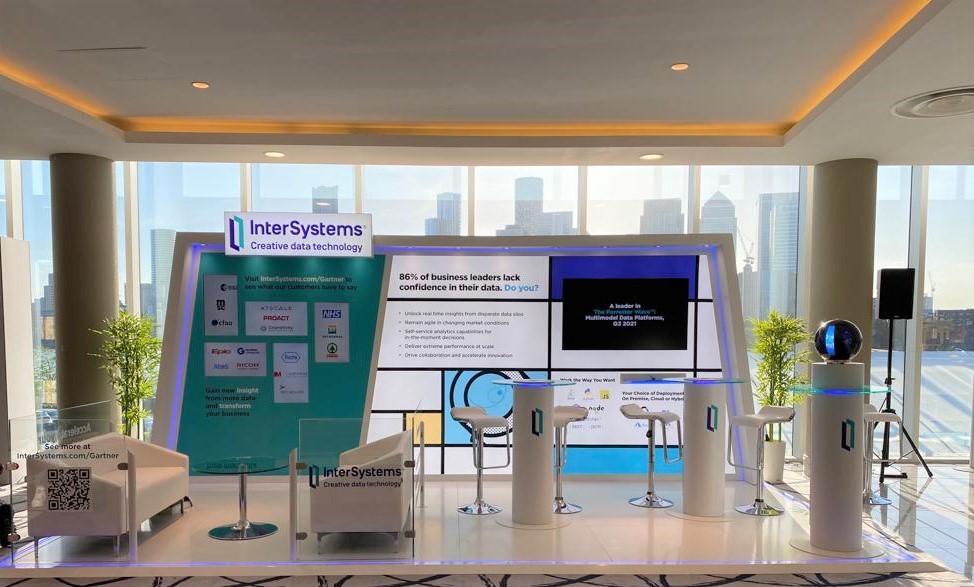 i3_Global's tweet photo. Preparations are well underway for the @InterSystemsUKI stand build ahead of the opening day at #GartnerSYM in Barcelona.

Earlier #standdesign for the Gartner Summit in London, May 2022. https://t.co/1InxNyVPPy