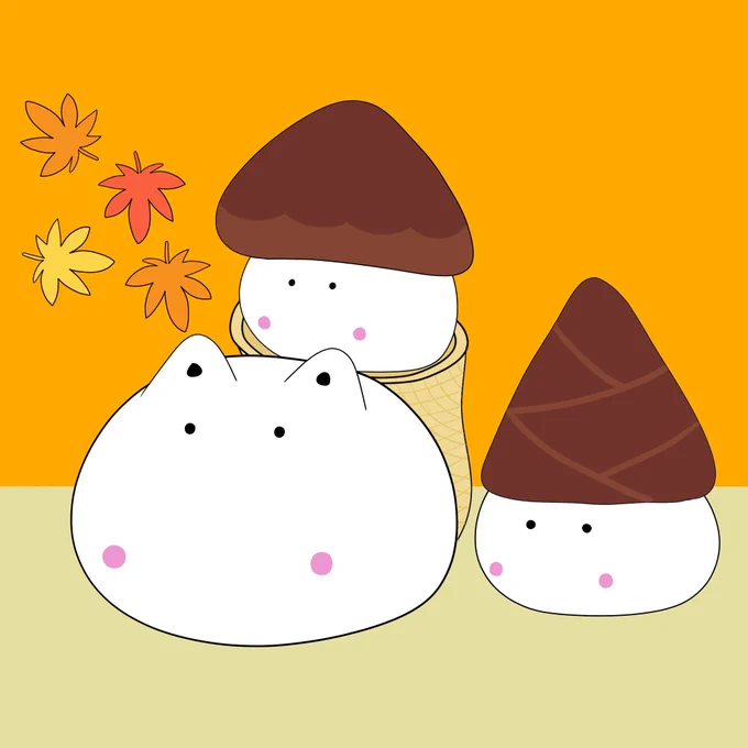 こんばんはSAOフルダイブ開演待ちです沢山楽しみます紅葉ともちねこ「お散歩楽しいね～」#イラスト 