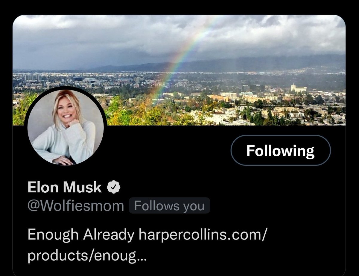 mmpadellan's tweet photo. WHOA Elon Musk, aka Valerie Bertinelli, follows me on Twitter!

And he/she supports @TheOtherMandela! 

What an honor. 😏🏆 https://t.co/fKsw196LDS