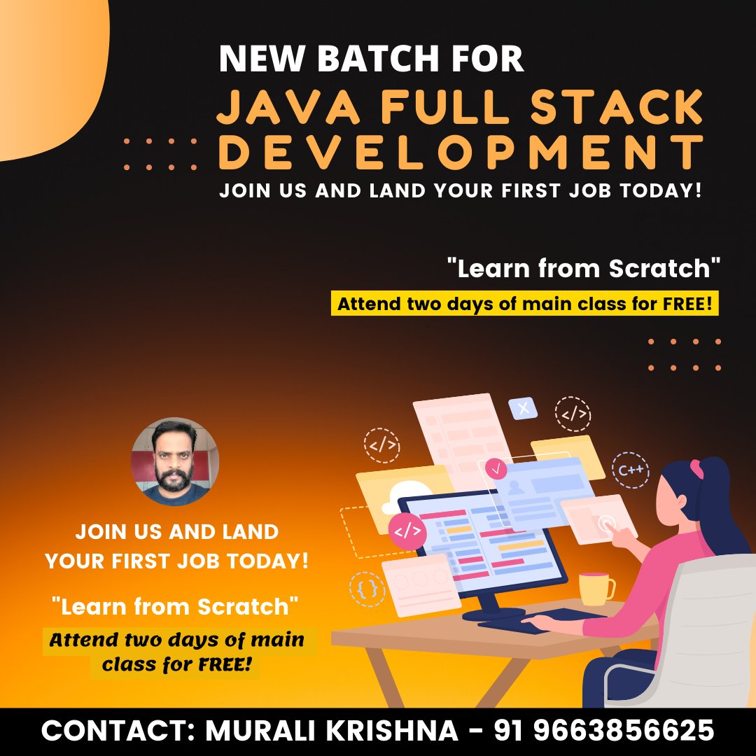 vmurali100's tweet photo. Do you know what are the ways to Become a JAVA Stack Developer?

#education #courses #training #learning #mern #technology #mern #Java https://t.co/eK4hd71g1N