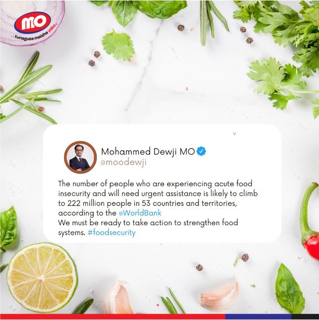 MeTL_Group's tweet photo. A great number of people across the globe are facing acute food insecurity according to the #WorldBank and action must be taken to strengthen food systems.
#Mo #MeTL #MoQuotes #MoTweets #MooDewji #MoTunagusaMaishaYako https://t.co/NoBQABa6a7