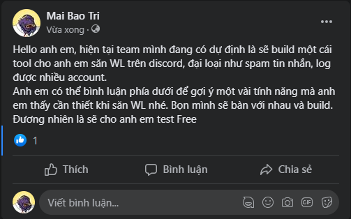 Airdrop_CSGroup's tweet photo. Mình thấy một vấn đề của việc săn WL trên discord là tốn thời gian, phải ngồi bình luận để tăng cấp, mình có trao đổi với một vài anh em để phát triển một tool spam tin nhắn ở discord chẳng hạn. https://t.co/wHsKDrJewj