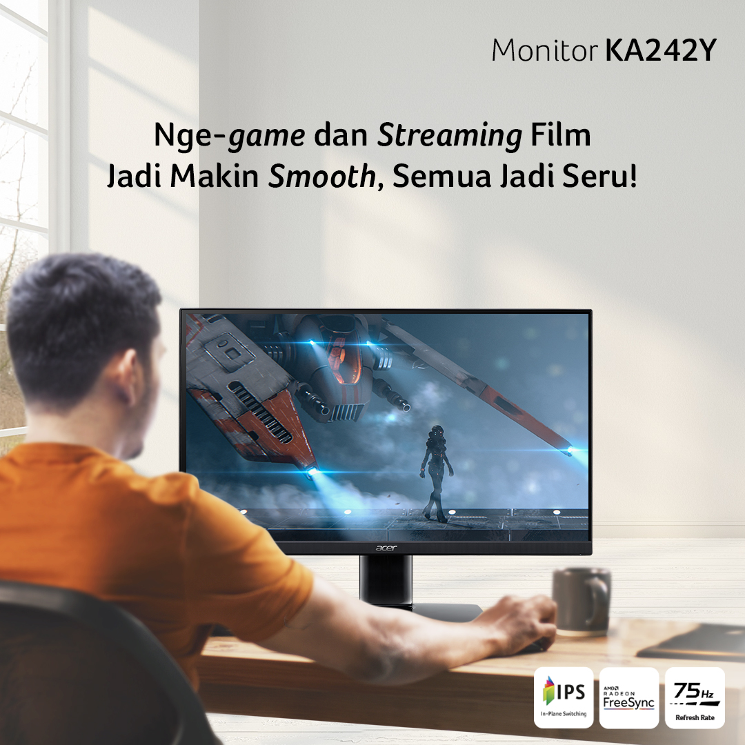 acerID's tweet image. Weekend gini enaknya nyantai sambil main game atau streaming film, ya kan? Nah, biar semakin fun, tentunya harus didukung oleh device yang punya layar dengan visual sangat mulus.

#MonitorKA242Y #AcerMonitor #MonitorDesktop #ProdukAcer #AcerIndonesia