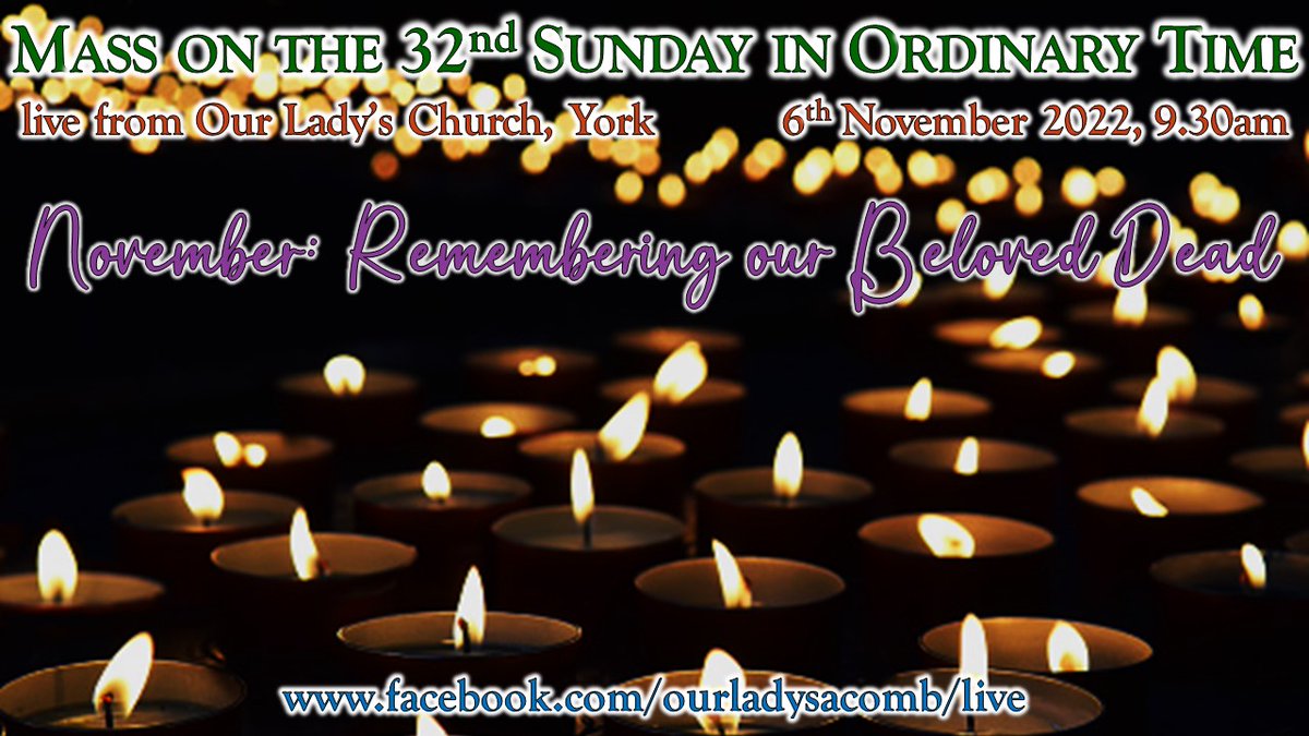 This morning's 9.30am Mass  includes 2 special celebrations: a child is being baptised; and we're commemorating our deceased loved-ones in this month of the Holy Souls. If you join us online, candles will also be lit for your loved-ones.

facebook.com/ourladysacomb/…