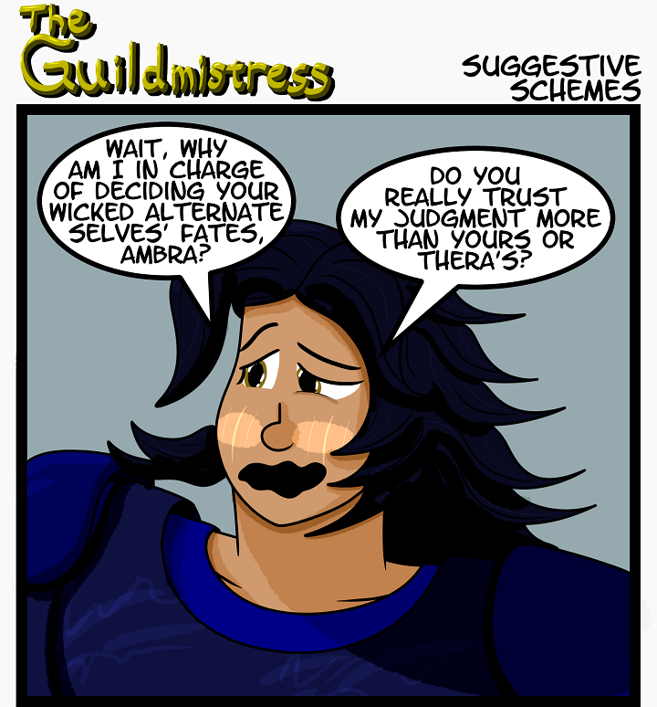 DaGuildmistress's tweet photo. Today's Comic: Suggestive Schemes

Thinking of leaving ol' Twitter dot com? Make sure you sign up for my mailing list before you go-go, and get a free comic for your trouble! Win-win! https://t.co/zgwSOxYW5d https://t.co/vJi21YjzHn