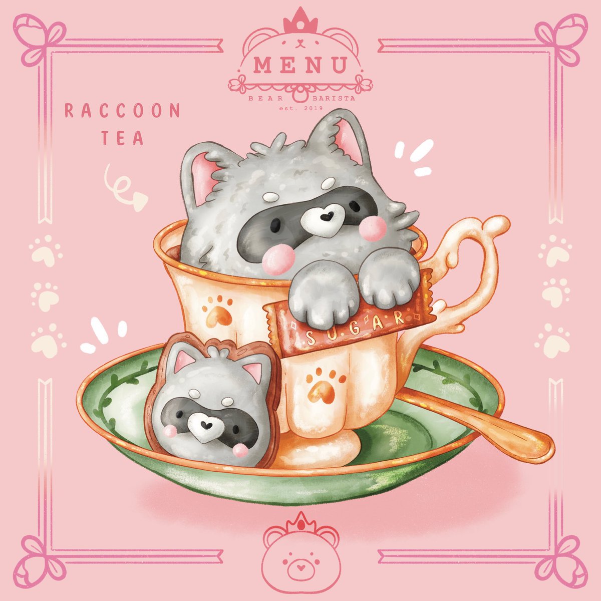 Raccoon Tea 🦝- #foodart #raccoon #food #illustration #procreate #procreateart #cuteart #kawaii #cutefood #cute