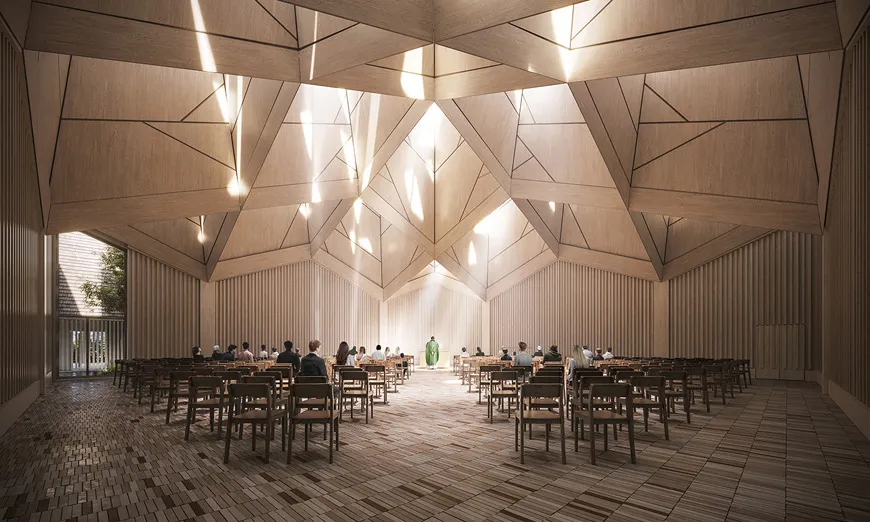 Henning Larsen designs a sculptural wooden church in Copenhagen #architects #architecture #wood #design  #Denmark #art  inexhibit.com/marker/henning…