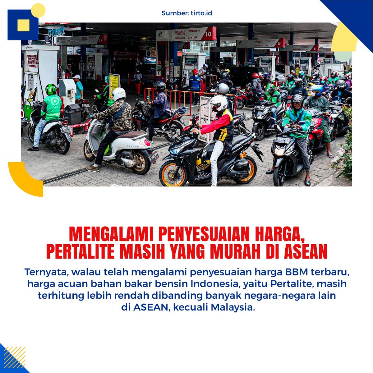 AnandaAin4's tweet photo. Mengalami penyesuaian harga pertalite salah satu jenis bbm yang masih murah di ASEAN. #BBMSubsidiUntukWongCilik #TingkatInflasiTerjaga https://t.co/urczfW3Ex7