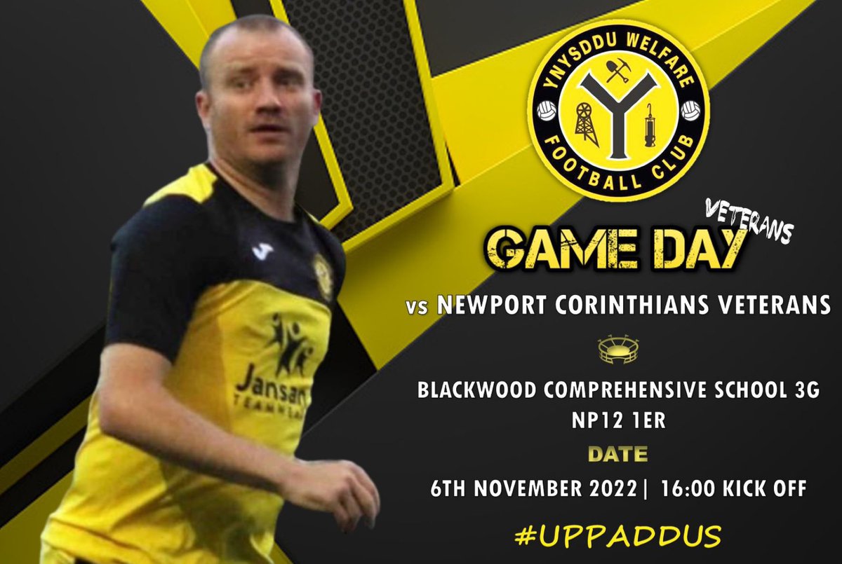 🟡⚫️ GAME DAY ⚫️🟡

⚽️: Ynysddu Brewers Lodge (Vets)
🏆: Over 40’s East League 
🆚: <a href="/NptCorries/">Newport Corinthians AFC</a> 
🏟️: Blackwood Comp. 3G
📍: NP12 1ER
⌚️: 16:00 | Kick Off

💛🖤

#UPPADDUS