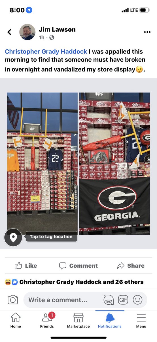 twixtthehedges's tweet photo. I was apalled this morning to find someone had broken into our store overnight and vandalized our display.
#GoDawgs https://t.co/2g0NwaYaWE