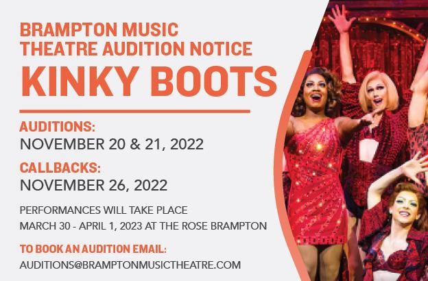 Brampton_MT's tweet photo. Auditions are open for our next amazing production of Kinky Boots. https://t.co/Y2zOacsCs6
