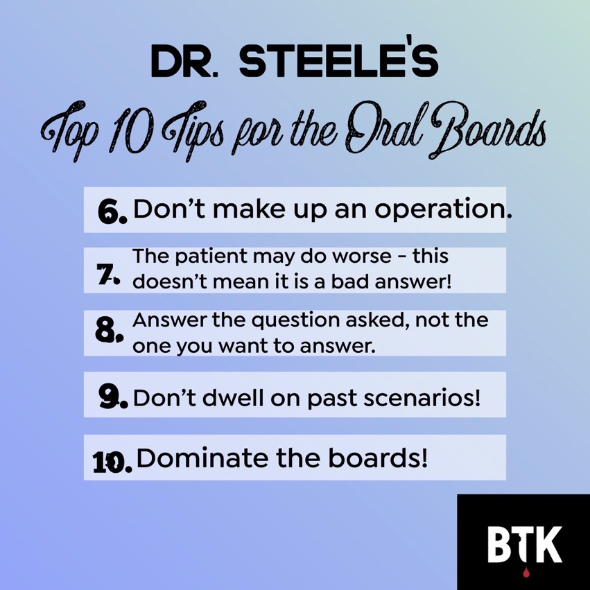 @ScottRSteeleMD tips for the oral boards