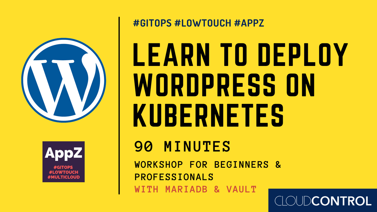 LowtouchCloud's tweet photo. Learn to #deploy #WordPress on #Kubernetes
Link to watchπ
https://t.co/VFUq4LWvBT
Subscribe to our YouTube channel if you want to attend future workshops/webinars.
#lowtouch #appz #tomcat #mysql #java #nodejs #springboot #kafka #hashicorp #multicloud #cloudcontrol https://t.co/omd1tYJW6U