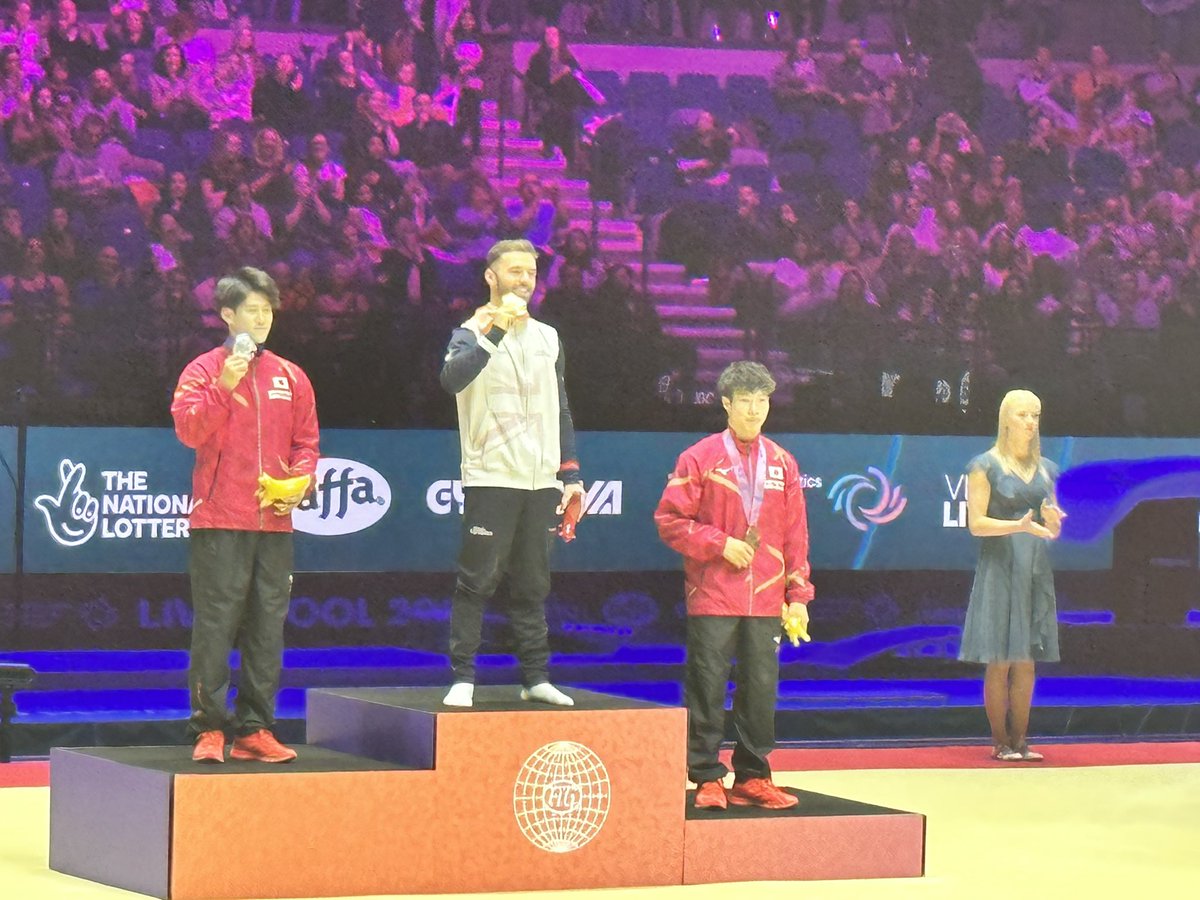 ajayrawal77's tweet photo. @GiarnniM becomes the first British male world champion on the floor at the #WGC2022 https://t.co/FGhnHcdLms