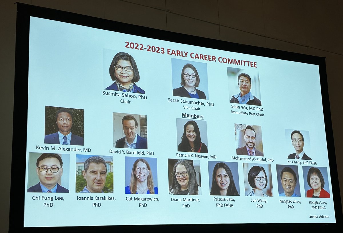 Congratulations to <a href="/SusmitaSahooPhD/">Susmita Sahoo</a>, Dr. Sarah Schumacher, and the <a href="/BCVSearlyCareer/">Basic Cardiovascular Sciences (BCVS) Early Career</a> committee. A special thanks to the past chair, <a href="/SeanM_Wu/">Sean M Wu, MD PhD</a>, for his extraordinary leadership service. 
<a href="/CircRes/">Circulation Research</a>  <a href="/AHAScience/">AHA Science</a> <a href="/BarefieldD/">Dave Barefield, PhD</a> <a href="/CatMak23/">Cat Mak</a> @MoAlkhalafPhD