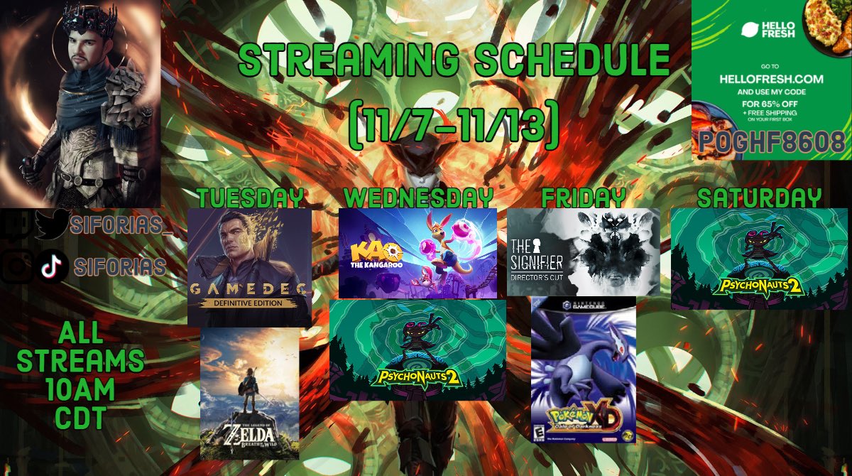 Siforias_'s tweet photo. Here is the schedule for this week (11/7-11/13):
#TheLegendofZeldaBreathoftheWild
#Psychonauts2
#PokemonXDGaleofDarkness
#GameDec
#KaoTheKangaroo
#TheSignifierDirectorsCut
https://t.co/OC84g1iMZO
#twitch #streamer #gaymer #gaygamer https://t.co/6F4zRSETZ5