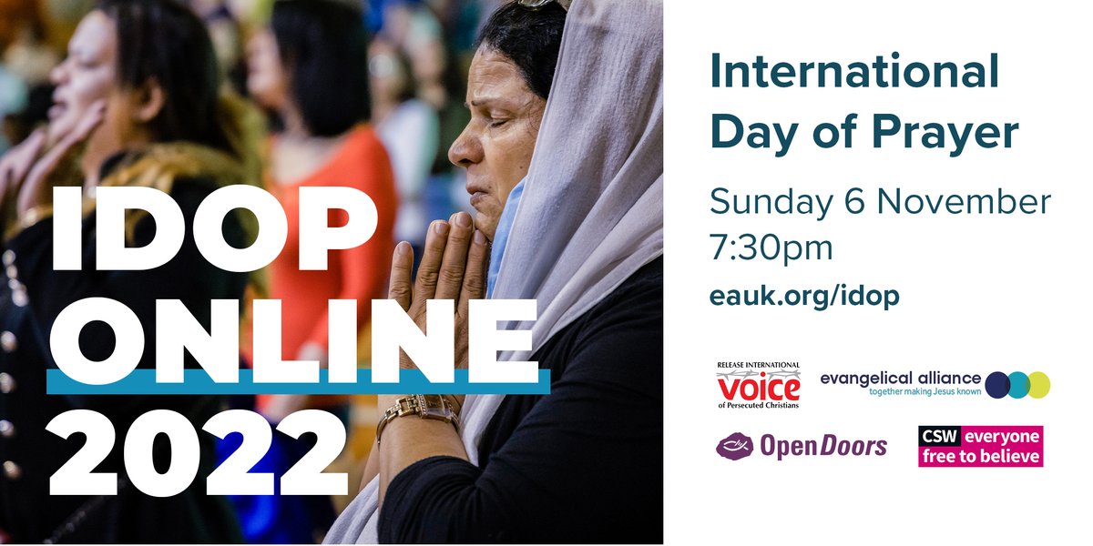 #IDOP2022
We’re looking forward to hosting IDOP online tonight with <a href="/OpenDoorsUK/">Open Doors UK</a>, <a href="/ReleaseInt/">ReleaseInternational</a> and the <a href="/EAUKnews/">Evangelical Alliance</a> to stand in prayer for the persecuted Church. Don’t worry if you can’t join us – your church can pray at any time throughout November. csw.org.uk/idop