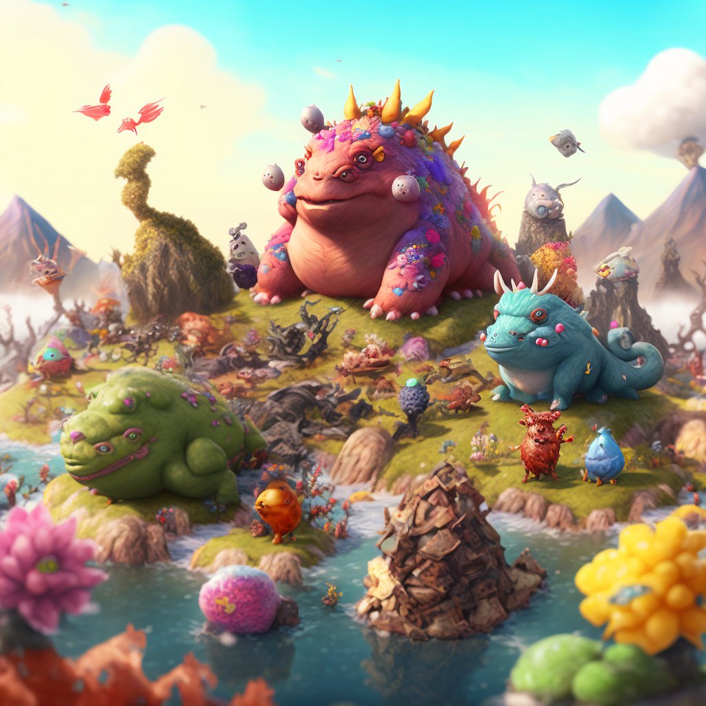 xdashred's tweet photo. I asked midjourney AI to imagine an @AxieInfinity  landscape full of chimeras and these are what it sent:

#AxieCreator #AxieOrigins https://t.co/ilo1pNfK51