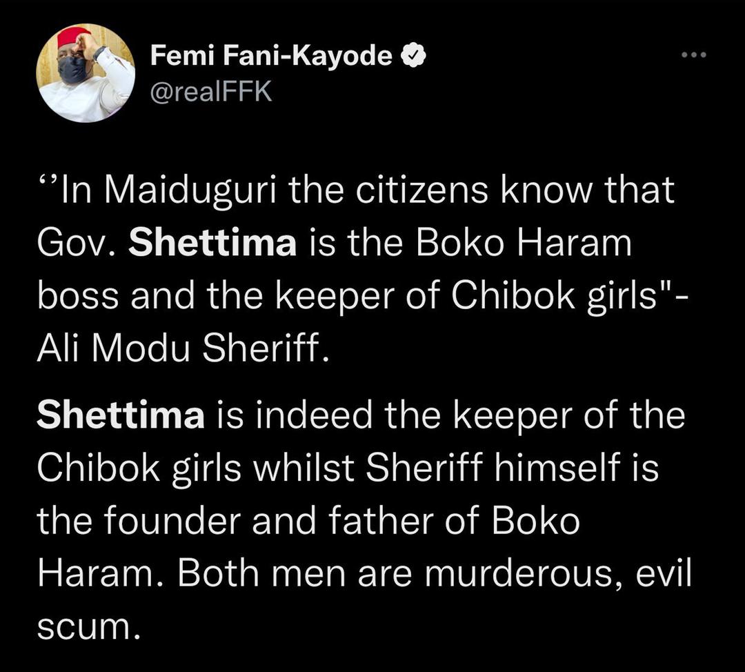 _dinomelaye's tweet photo. See what shameless FFK said about Shettima before and now saying he is a man of integrity. What a dishonorable addict. Hungarian FFK https://t.co/SW1qJRyUv9