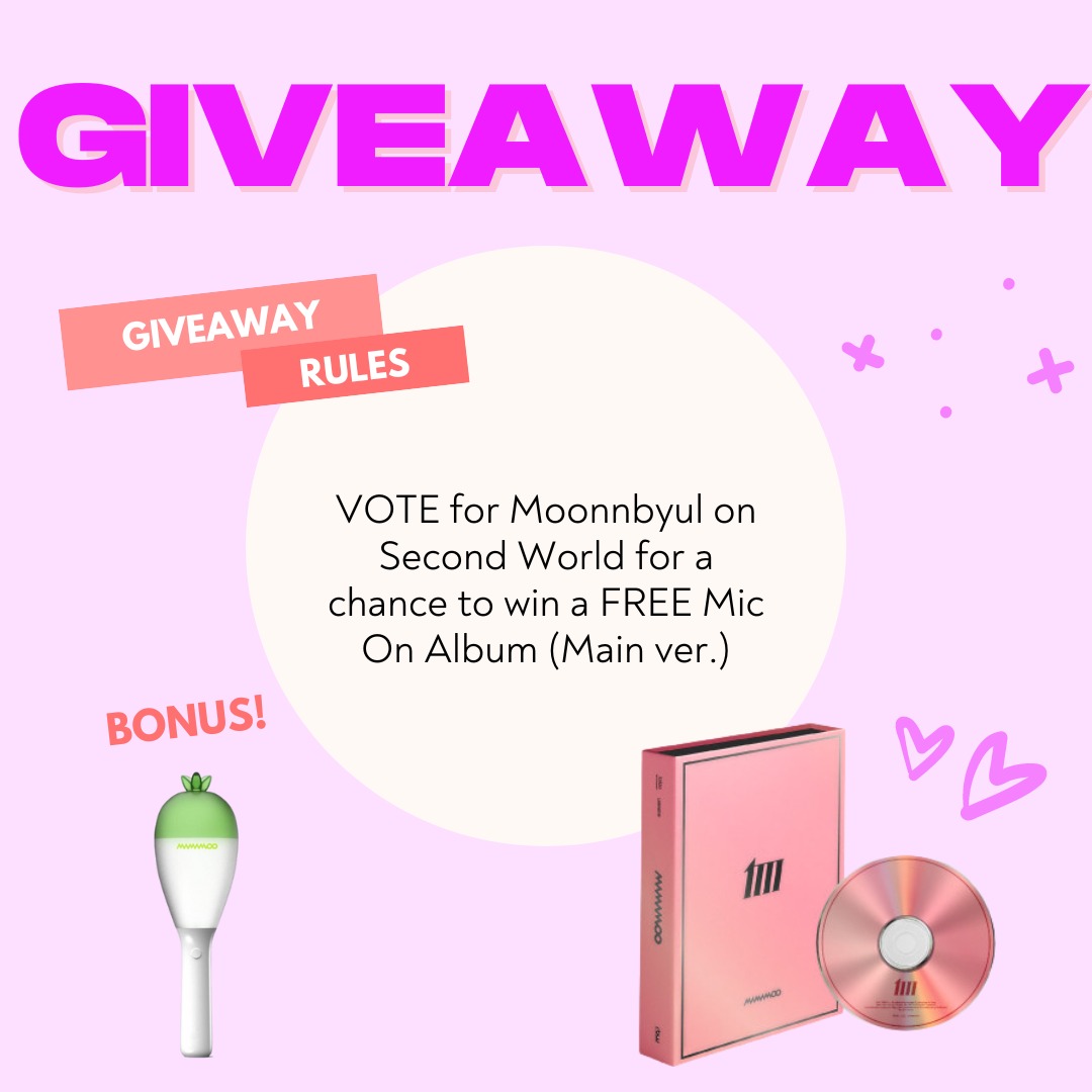 ckinoza's tweet photo. [GIVEAWAY!!] 🇲🇾

✅ RT &amp; like
✅ Vote for Moonbyul on Second World (Both Naver Now &amp; Inside apps)

✅ DO NOT submit your proof in the reply, submit it in the google form below.

Link: https://t.co/3gSsCpx33k

BONUS: Moobong! (only if Moonbyul win)

Reply Done!

#MAMAMOO #MOONBYUL https://t.co/ak5i9Dcb9i