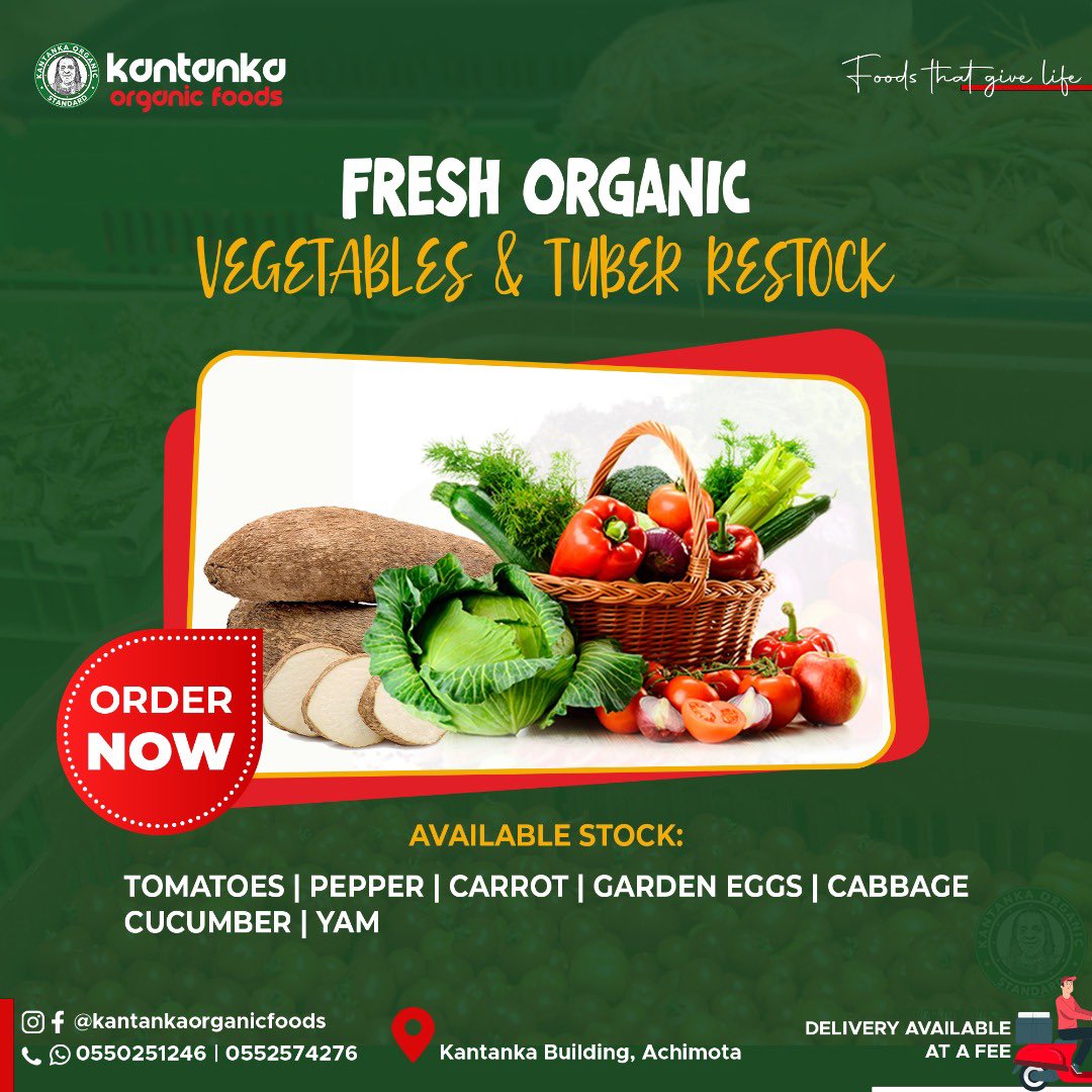 KantankaOrganic's tweet photo. IT’s ANOTHER WEEK‼️

Kantanta Organic is ready to supply you with fresh organic foods…

Find available stocks on flyer 

Kantanka  Foods… Aduane kronkron a εma nkwa.
#kantanka #organicfoods #organicfarming #HealthyFood #HealthForAll #food #kantankaorganicfoods https://t.co/5ovfdq1Wyh