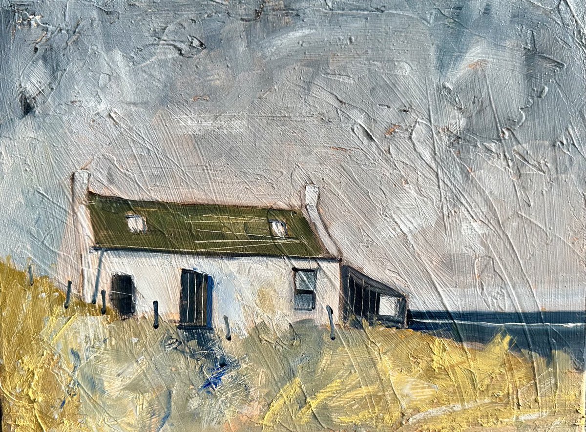 #WIP Another #cottage by the #sea in #oils #pigmentsticks based on #JoanEardley #Catterline cottage