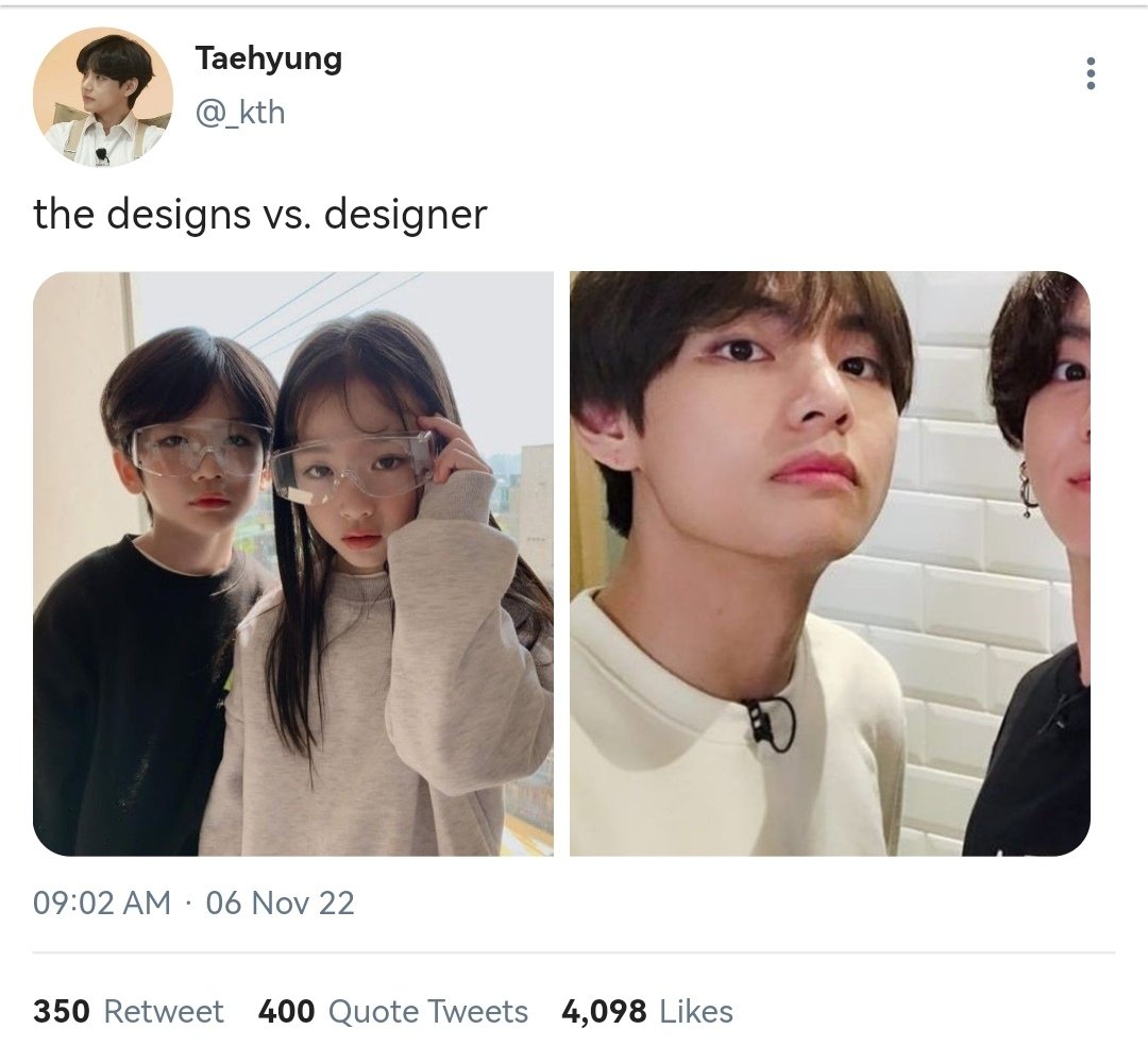 4jungkookie_'s tweet photo. "the design vs. designer" 

a short  #taekookau wherein taehyung joined the tiktok trend. https://t.co/m5Vh22vl6p
