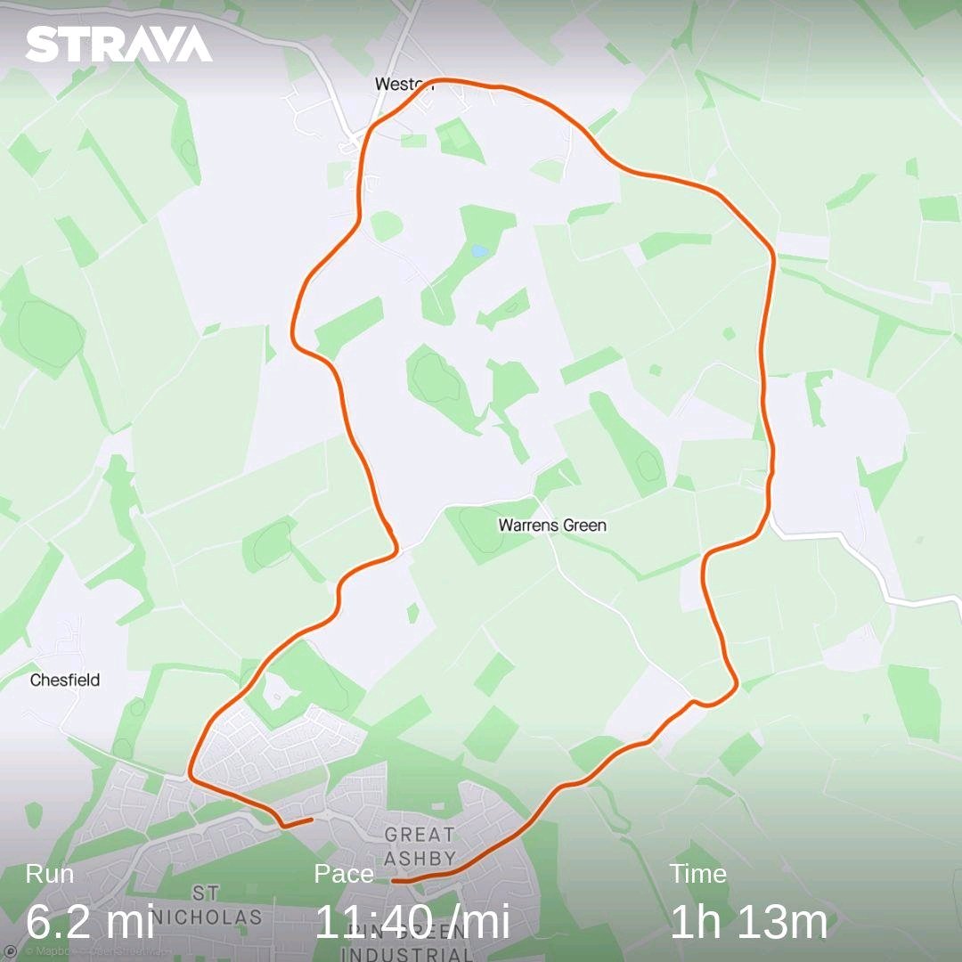 Today i put my running shoes back on and joined a club run.
I've been unwell lately and haven't had the energy to exercise which has begun to affect my mental wellbeing. Today a took that 1st step back!
Check out my activity on Strava: strava.app.link/z2HbX3VwJub