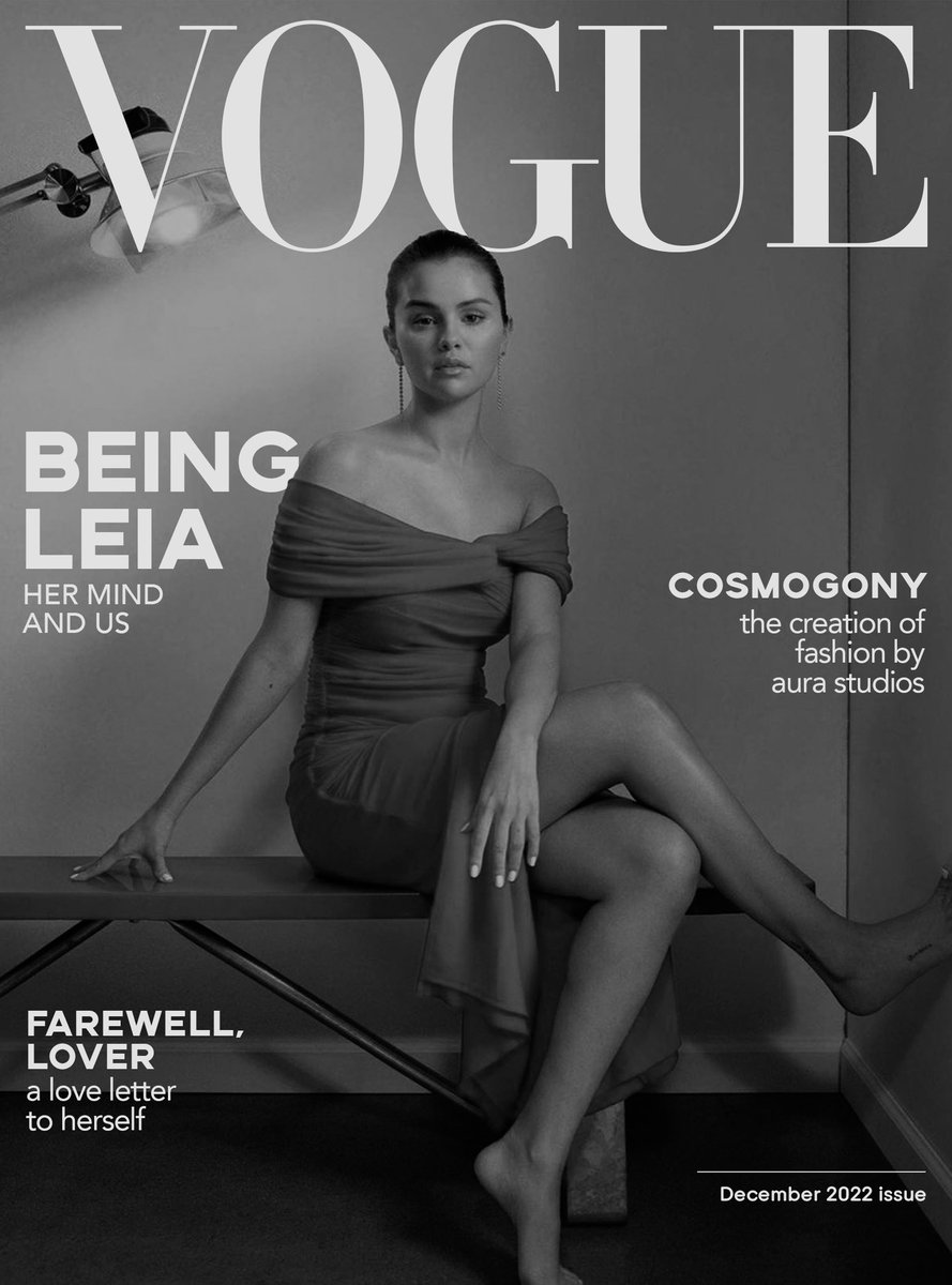 ⠀
⠀
⠀⠀⠀ ⠀⠀⠀     (🕊)   BEING LEIA 
⠀⠀⠀ ⠀⠀        vogue   cover   girl
                      december     2022
                          her mind &amp; us. 
⠀
⠀