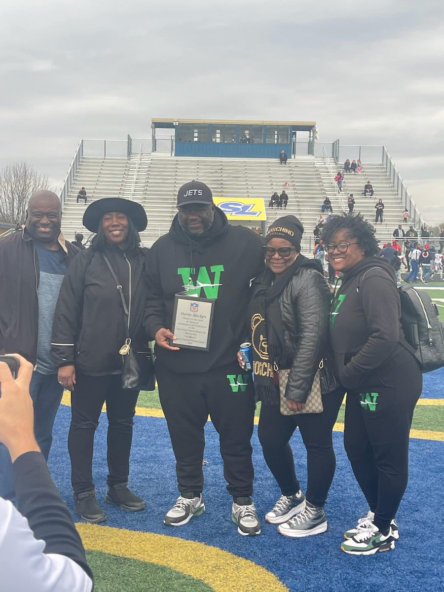 BClark2026's tweet photo. So thankful for this man. Appreciate everything you’ve done for me as one of your former players Coach Blockett. Well deserved! A great coach, an even better man. 20 years of service in the ESFL! #foreverAjet https://t.co/j3IAvbZNeE