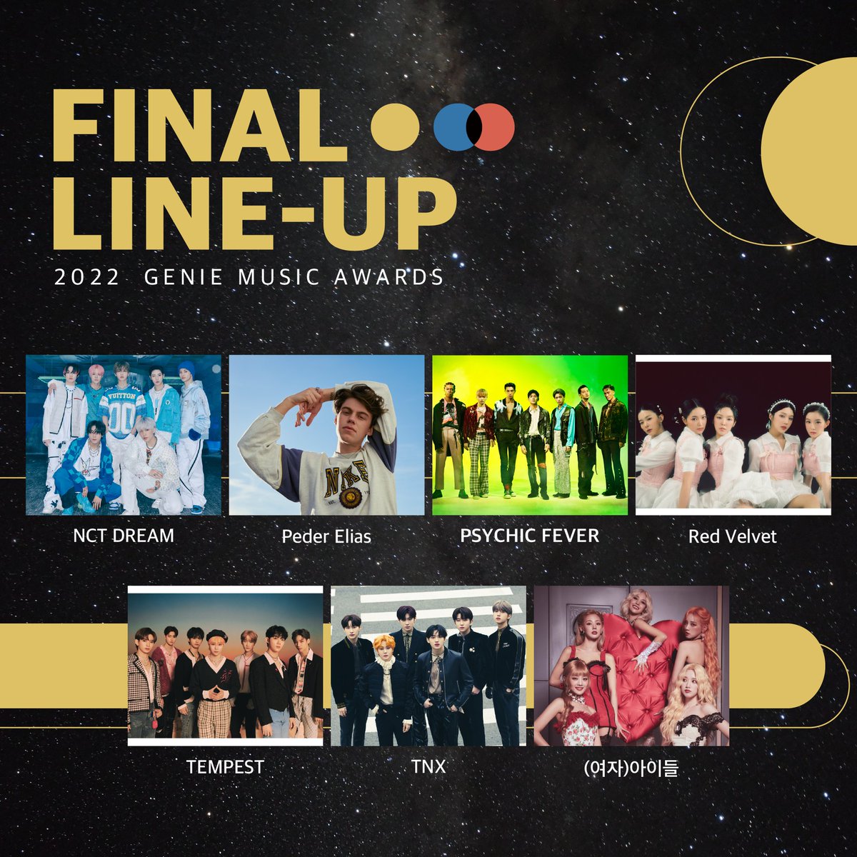 genie_GMA's tweet photo. 💙 2022 GMA FINAL LINE-UP 💙

Play Again Play GMA🎵
2022.11.08 19:00 
INCHEON NAMDONG GYMNASIUM

-추가: 템페스트
-변경: 싸이 (Psy)

#GMA #2022GMA #GMA2022 #geniemusicawards #지니뮤직어워드 #지니뮤직 https://t.co/USgPemN9ju